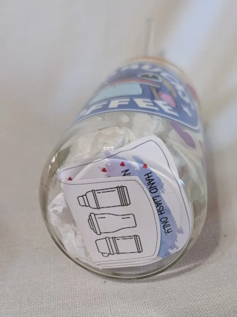 16oz Glass “CAN” Tumbler featuring a Starbucks – inspired Stitch design